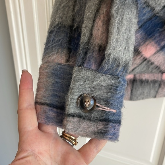 Cyrus jacket shacket blazer fuzzy medium blue pink gray periwinkle - Picture 4 of 12